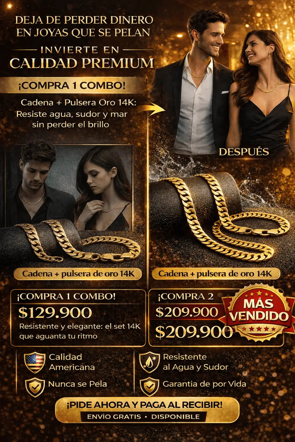 Combo Elegancia 14K: Cadena + Pulsera ✨